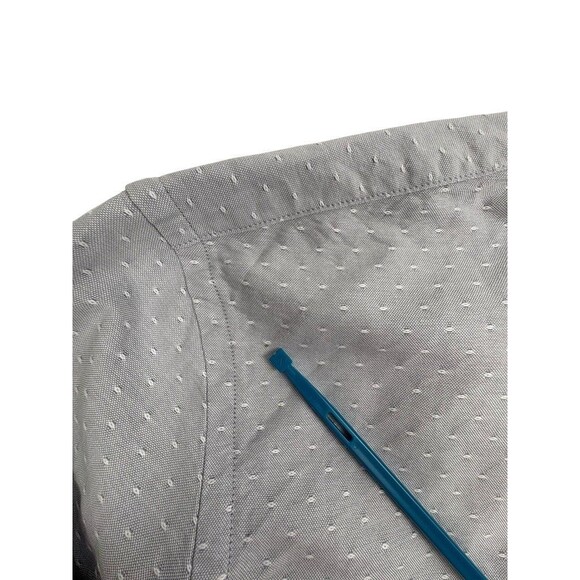 J Crew Slim Fit Oxford Shirt Textured Sashiko Dot Dobby LS Light Gray Preppy L - Picture 11 of 15